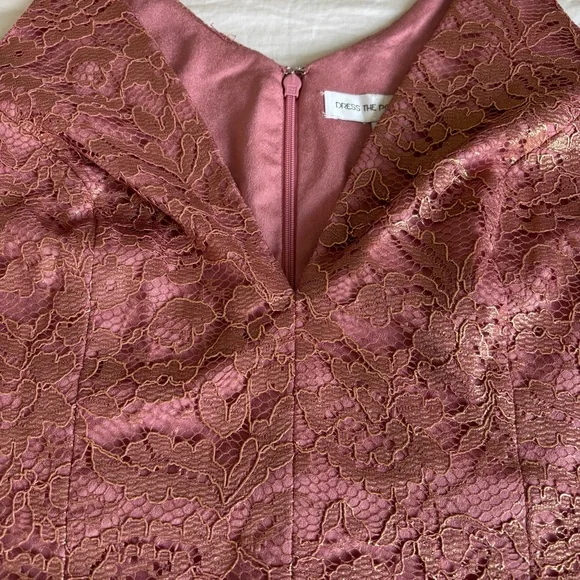 Dress the Population Mauve Gold Lace Leilani Illusion Hem Midi Dress • Size XL - Picture 4 of 16